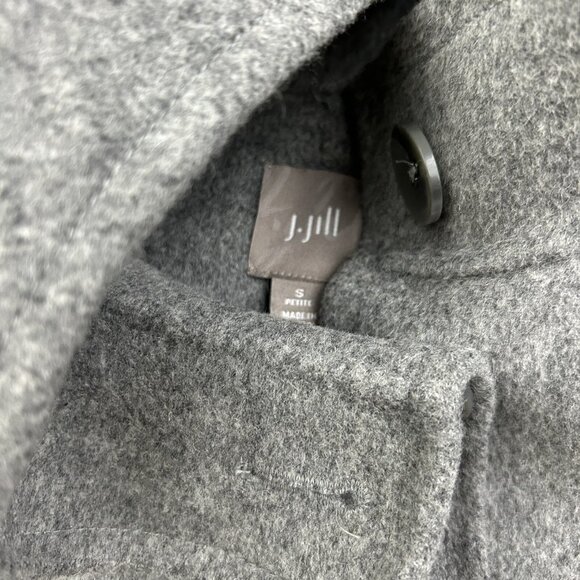 J Jill Button Up Hooded Gray Wool Angora Blend Jacket Soft Size Small Petite - Picture 3 of 6